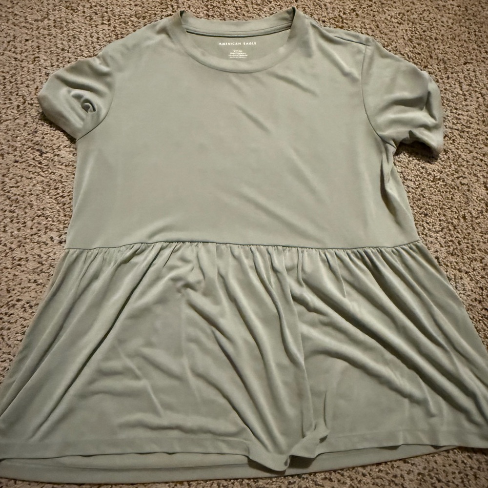 American Eagle Outfitters Light Green Peplum Top